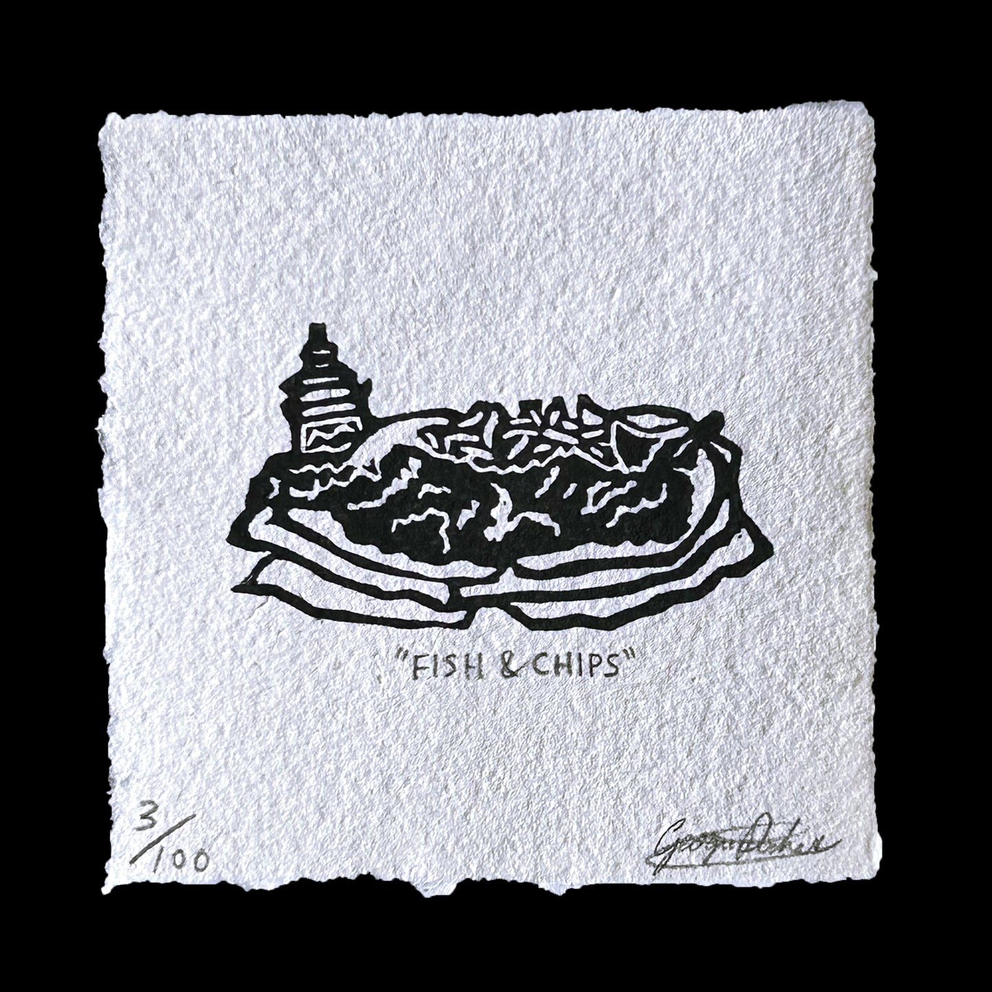 "FISH AND CHIPS" Miniature Print